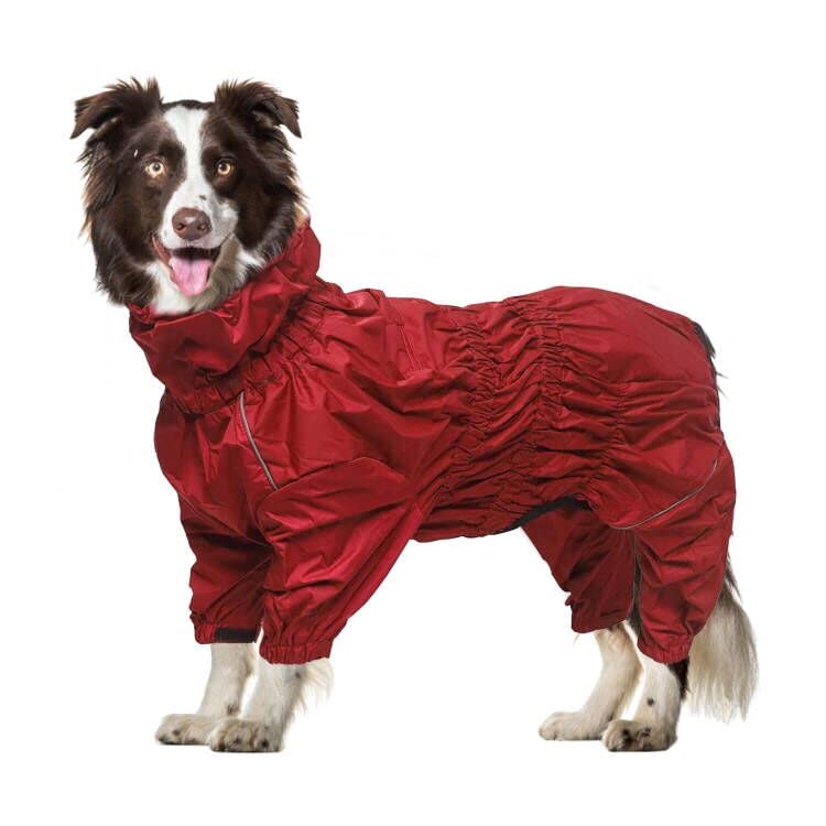 Geyecete1/2 Leg Trouser Suit,Dog Raincoat with high Waterproof for Dogs Reflective Four-Leg rain Gear Jumpsuit for Puppies Small Medium pet-Red-M