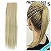 Haironline One Piece Tie Up Ponytail Clip in Hair Extensions Hairpiece Binding Pony Tail Extension for Girl Lady Woman ash blonde