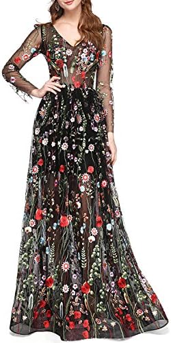 JoJoBridal A Line Floral Long Semilucent Evening Prom Dresses Floral size 8