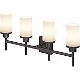 AONEON Bathroom Light Fixtures 4-Light Bathrom Vanity Lightings with White Frosted Glass Shade, Oil Rubbed Bronze Wall Lamps 