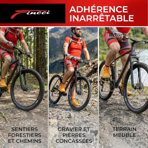Fincci 29 Inch 29 x 2.25 Foldable Kevlar 60 TPI Puncture Protection LVL3 1mm ETRTO 52-622 Black MTB Tyres for XC, Mixed Trails and Heavy Duty – Pair of 2