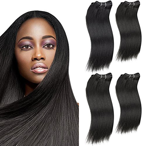 SLEEK 4 Bundles of Long Natural Yaky Weave Hair (NATURAL BLACK, 16