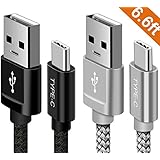 USB Type C Cable, [2-PACK][6.6ft]ALCLAP USB C Cable Nylon Braided Fast Charger Sync Cord for Samsung Galaxy Note 8, S8, LG V20 G5 G6, Pixel, Nexus 5X/6P, Moto Z Z2, Nintendo Switch (Black/Silver)