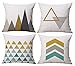 Modern Simple Geometric Style Soft Linen Burlap Square Decor Throw Pillow Covers, 18 x 18 Inches, Pack of 4 (Yellow)