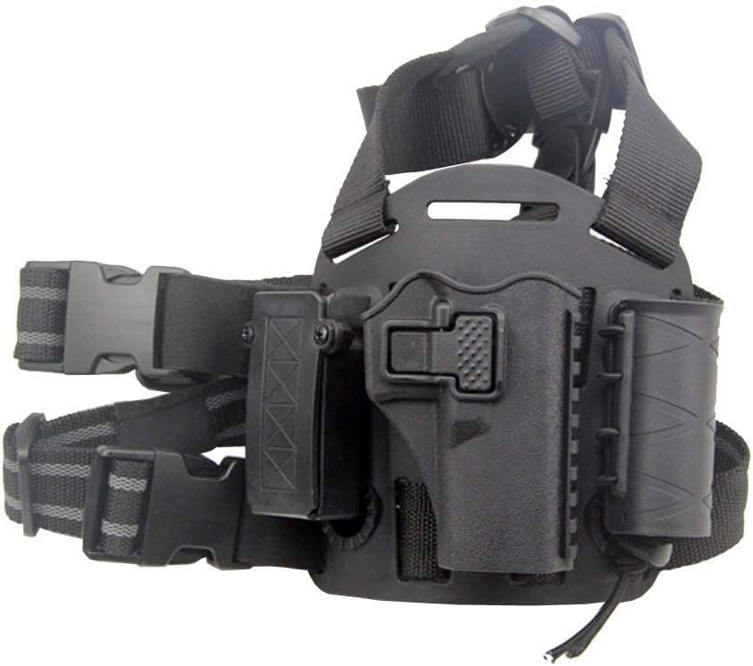 LIVIQILY Tactical Leg Holster Right Hand Paddle Thigh Belt Drop Pistol Gun Holster w/Magazine Torch Pouch for Glock 17 19 22 23 31 32