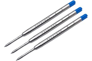 EVERYMAN Grafton Metal Gel Refills, Replaceable Ballpoint Pen Refills, Smooth Writing, Ideal for Grafton Pen and Grafton Mini Twist, Metal Blue, 3-Pack, 0.7mm