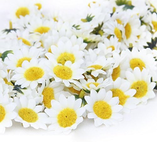TKmell Flowers Heads Aftermarket 100x Artificial Gerbera Daisy Flowers Heads for DIY Wedding Party (White)