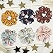Ahoney 6 Pack Large Chiffon Flower Hair Scrunchies Hair Scrunchy Elastics Ponytail Holder Bobbles Elastic Colorful Scrunchy Hair Bands Ties