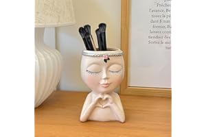 Creative Storage Brush Holder, Modern Desktop Organizer for Cosmetics and Bathroom Accessories, Beige