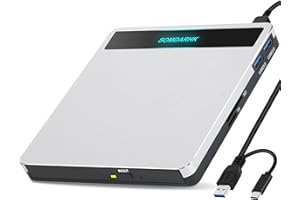 External CD DVD Drive, USB 3.0 CD DVD +/-RW Drive USB C Burner Slim CD/DVD ROM Writer Reader with SD/TF & USB Port, Optical D