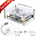 GeeekPi Acrylic Case for Raspberry Pi 4 Model B & Raspberry pi 3 Model B+, Raspberry Pi Case with Cooling Fan and 7PCS Heatsinks for Raspberry Pi 3/2 Model B/B+ (Clear)