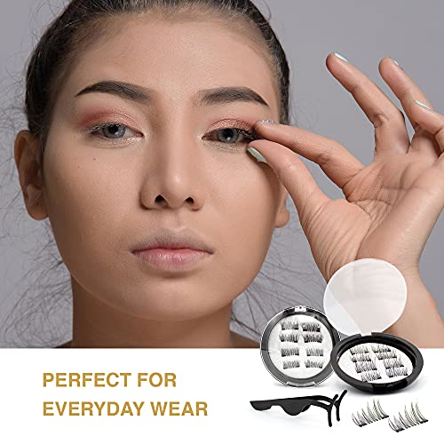 Breavo Dual Magnetic Eyelashes, Natural Half Lash, Accent Lashes, Light Weight & Reusable, Updated 3D False Eyelashes with Applicator(8pcs)