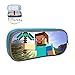Minecraft-Game Logo Students Homecube Big Capacity Pencil Case Pen Bag With Double Zipper blue