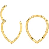 365 Sleepers 316L Surgical Steel Hypoallergenic 16G Tear Drop Septum Jewelry Hinged Segment Ring Body Piercing Hoop Lip Rings Helix Cartilage Rook Sleeper Earrings 8mm – 10mm