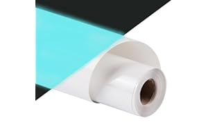 guangyintong Glow in The Dark Heat Transfer Vinyl Rolls, 12" x 5ft Luminous Blue Iron on Vinyl for T Shirts, PU Elastic HTV Vinyl for All Cutter Machine Easy to Cut & Weed for Cool Costumes & Design