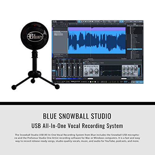 Blue Snowball Studio USB All-In-One Vocal Recording System with Samson Dynamic Headphones, Mic Pop Filter, and Fibertique Cloth
