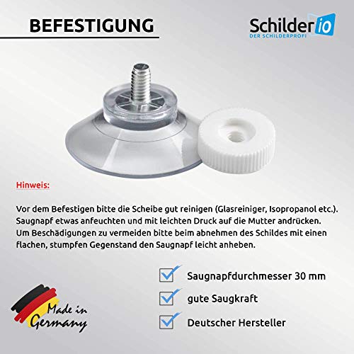 Schilderio Premium Saugnapfschild Schild Jagdschutz 3 mm Acrylglas ca 90x125 mm Jagd Schild Auto mit 1x Saugnapf 30 mm Autoschild Jagdschutz zur Befestigung an Autoscheiben von innen – Bild 5