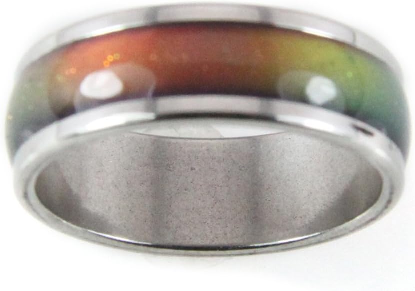 Mood Rings 8mm Solid Heavy Gauge Stainless Steel New Thinner Band 70's Style Not Very