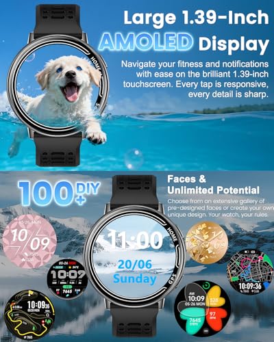 Rmana Smartwatch Men with GPS, Smartwatch Watch 1.39" Touch Screen, Bluetooth Calls, Sports Modes, Compass, Heart Rate Monitor, Blood Pressure Measurement, Digital Watch iOS/Android