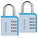 Puroma 2 Pack Combination Lock 4 Digit Padlock for School Gym Sports Locker, Fence, Toolbox, Case, Hasp Storage (Blue Code Side Window)