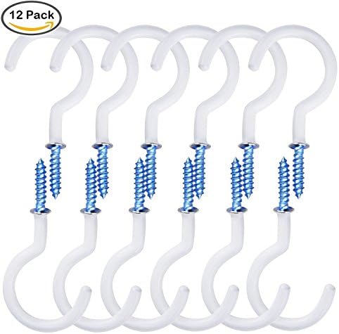 Screw Hooks,GEOTEL 12 Pcs 2.9 Inches White Ceiling Hooks Cup Hooks Screw in Hooks Hanging Hooks Wall Hooks Eye Hooks Screw In Hooks for Teacup Light Hanging Plants Outdoor