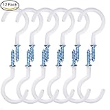 Screw Hooks,GEOTEL 12 Pcs 2.9 Inches White Ceiling Hooks Cup Hooks Screw in Hooks Hanging Hooks Wall Hooks Eye Hooks Screw in Hooks for Teacup Light Hanging Plants Outdoor