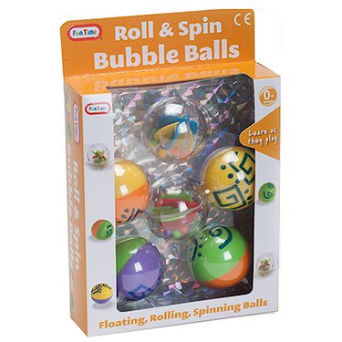 Fun Time Toys Brand Toy Spin & Roll Bubble Balls 6pcs
