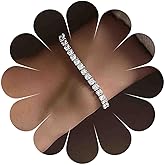 TseanYi Rhinestone Elastic Stretch Bracelet Silver Crystal Tennis Bracelet Sparkling CZ Stretch Bracelet Boho Rhinestone Bracelet Beach Foot Wedding Jewelry