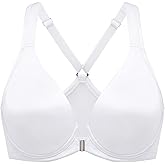 DELIMIRA Women's Front Closure Racerback Bras Plus Size Full Coverage Underwire Unlined Seamless Plunge Bra