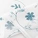 Blue Sheer Curtains 84 Inches Long, Floral Embroidered Rod Pocket Sheer Drapes for Living Room, Bedroom, 2 Panels, 52