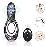 UTIMI Cock Ring Vibrators,Vibrating Silicone Penis Ring Double Loop with Testicle Ring Clitoris Stimulator,9 Vibration Modes Wireless Remote Control for Couple or Solo Play