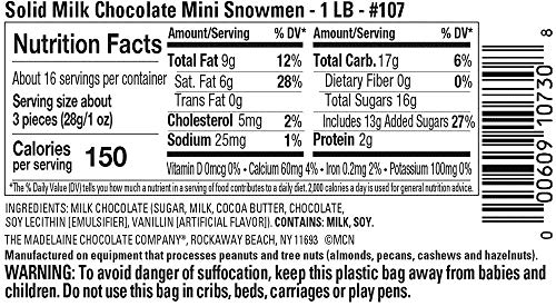 Madelaine Premium Solid Milk Chocolate Snowmen (1 LB) Christmas Party Favors - Candy Stocking Stuffers Holiday Treats - Individually Wrapped In Italian Foils - (One Pound) - Thumbnail 3