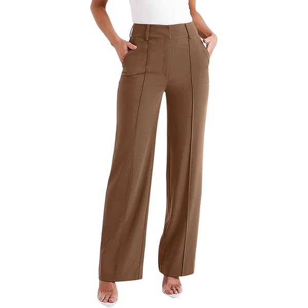 HDE Super High Waisted Wide Leg Pants Tailored Office Work