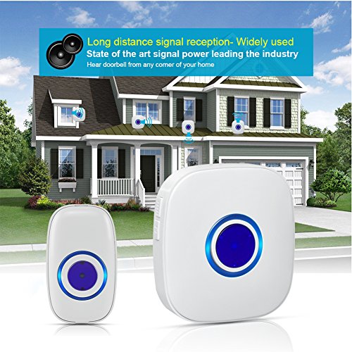 image for Wireless Door Bell, SUASI Doorbell for Home Office Kitchen Bedroom at 