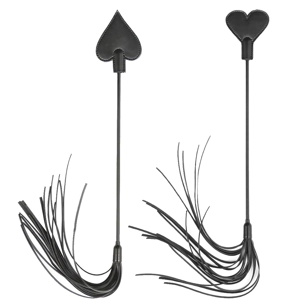 JIHUOO PU Leather Paddle Black Horse Riding Crop Whip Horse Jump Bat Equestrian Crops with Tassels Bedroom Play Toys for Adults B