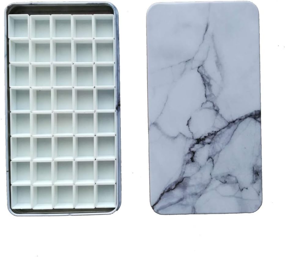 BOOYEE Empty Watercolor Tins  Palette  Paint Case Metal Box with 40 Pcs Half Pans Carrying Magnetic Stripes on The Bottom