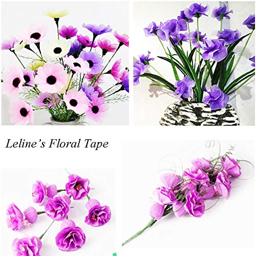 Leline's Floral Tapes, 3 Rolls Flower Wrap for Bouquet Stem, Green Florist Tapes for Flowers Making Project, 1/2 inch X 30 Yards/Roll