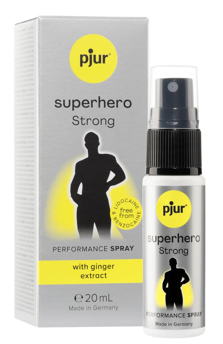 pjur Superhero Strong Spray - Highly-Concentrated delay Spray for Men - Ginger Extract for Longer Performance (20ml)