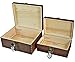[Mustard 2 Sets] Wood Storage Box Kit Wooden Boxes Card Document Archival Jewelry Trunks Case Cabinet Container with Lock and Key Western Rustic for Keepsake Silverware Organizer Album Collection