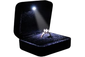 Omeet Velvet Metal Glossy with LED Jewelry Gift Box for Proposal, Engagement, Wedding - Easy to fit into Your Pocket or Handbag
