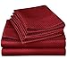 Lux Decor Collection Bed Sheet Set – 4 PC Bed Sheets - Brushed Microfiber - (Queen Size, Checkered Burgundy)