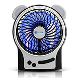 YoCoo Mini USB Fan 3 Modes Wind Speeds Rechargeable Portable Table Fan Electric Personal Fan with Cute Outer Ear LED Light Function - Battery Included - Black