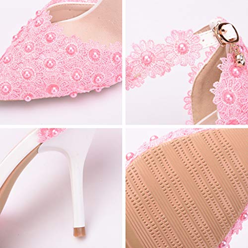 lkoezi Women Rhinestone High Heels, Lady Sexy Wedding Pointed Toe Thin Sandals Shoes Ankle Straps Sandals - Thumbnail 5