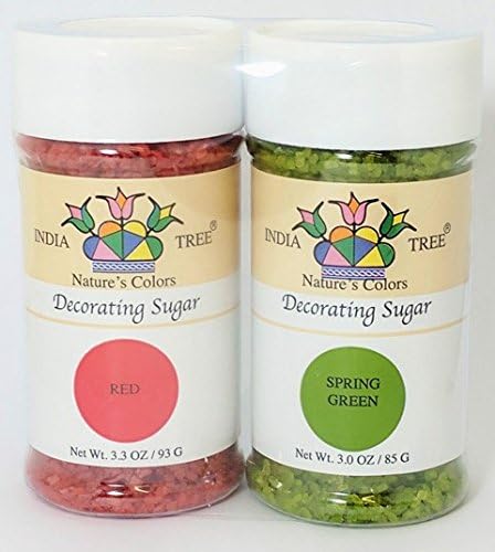 India Tree All Natural Nature's Colors Decorating Sugars – Christmas – 3.3 Ounce Bottles