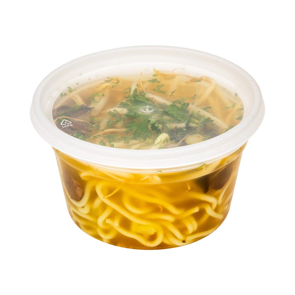 RestaurantwareAsporto Microwavable To-Go Container - BPA Free Round Soup Container with Clear Plastic Lid - Catering & Takeout - 12 oz - Clear - Plastic - Disposable - 100ct Box - Restaurantware