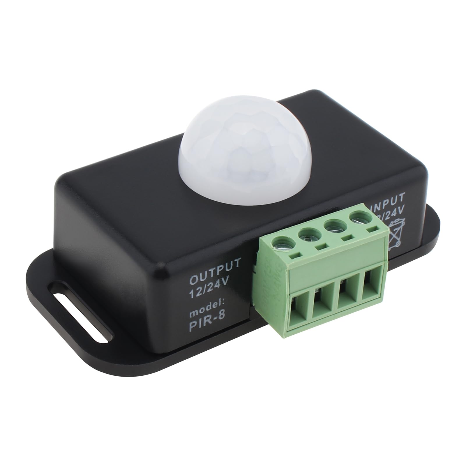 RTNLIT 12V 24V PIR Sensor, LED Motion Sensor Light Switch Body Infrared Motion Detector Controller for Flexible LED Strips Light(Black) (Pack of 1)