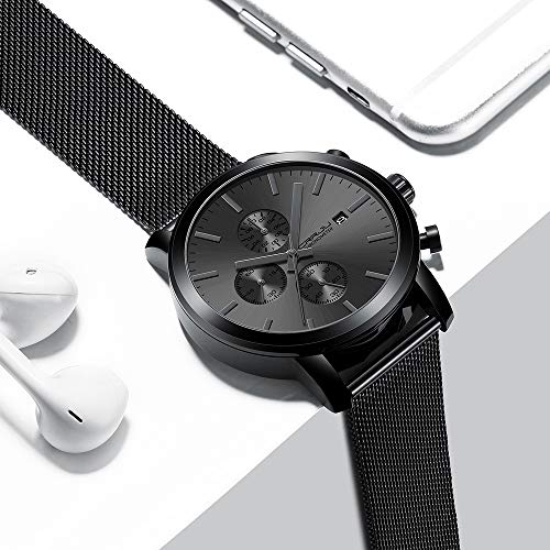 CRRJU Mens Stylish Casual Quartz Watches for Men Luxury Waterproof Calendar Chronograph Japan Movement Wristwatches