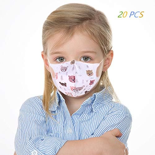 Fcae Cover for Kids 20pcs, Earloop Face Cover for Gérms Coroná Virùs Coronávirus Flù, Breathable Anti Dust Safety Cover Cover（Random Cartoon Color) (4-12 years old)