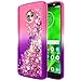 Moto Z Play Case w/[Tempered Glass Screen Protector], NageBee Glitter Liquid Quicksand Waterfall Floating Flowing Sparkle Shiny Bling Girls Cute Case for Motorola Moto Z Play Droid -Pink/Purple