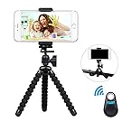 Mini Cell Phone Tripod ITART Flexible Octopus Tripod with Universal Remote, Lightweight Portable Tripod Stand Holder Mount Clip and Wireless Bluetooth Shutter for iPhone, Samsung, Camera